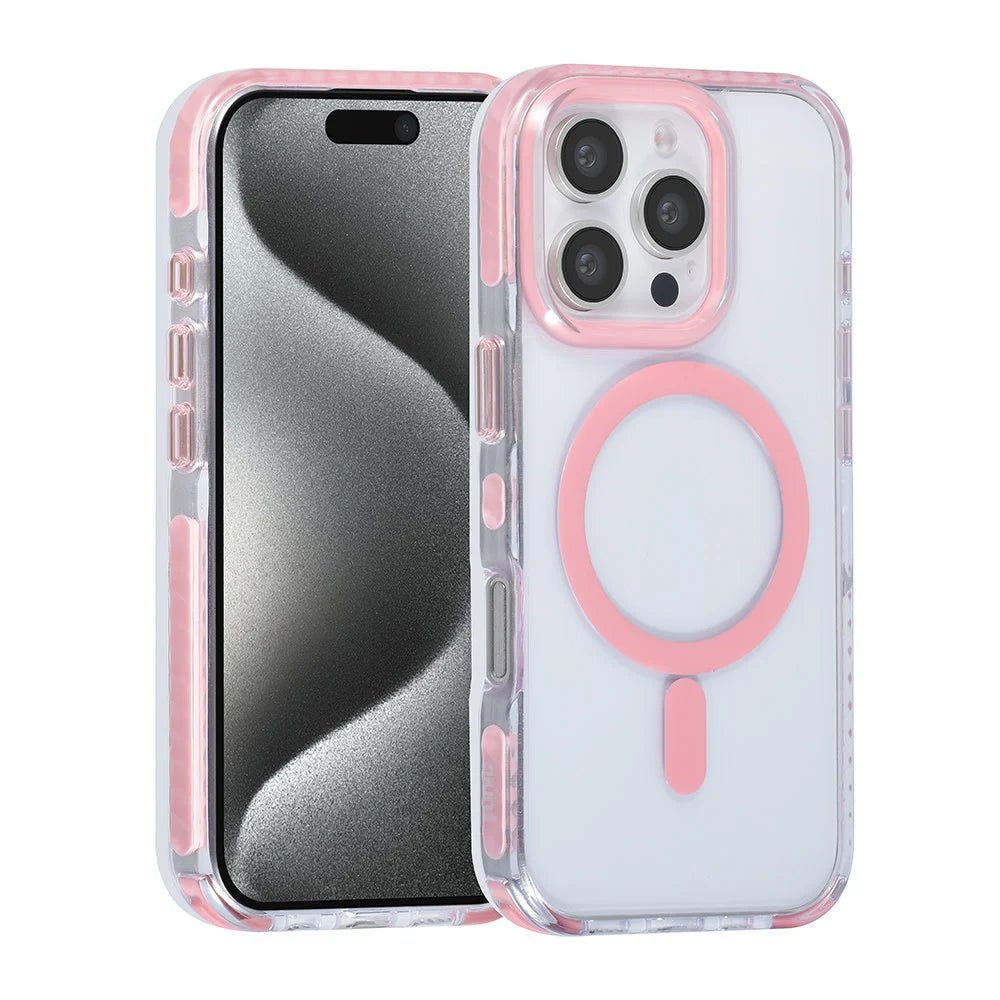 Tuniq iPhone 16 Pro - MagSafe Σκληρή Θήκη με Πλαίσιο Σιλικόνης και Λουράκι - Διάφανη / Pink