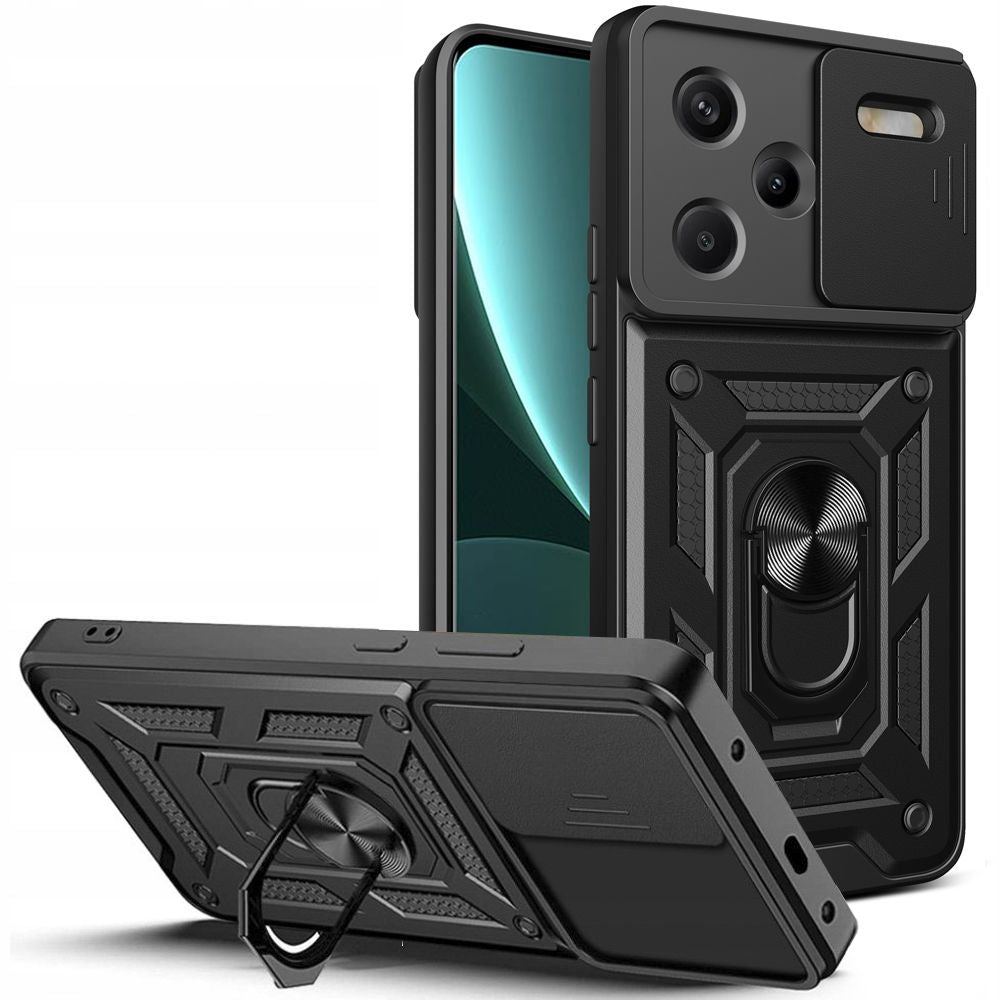 Tech - Protect Xiaomi Redmi Note 13 Pro+ 5G Camshield Pro Σκληρή Θήκη με Πλαίσιο Σιλικόνης και Δαχτυλίδι Συγκράτησης - Black
