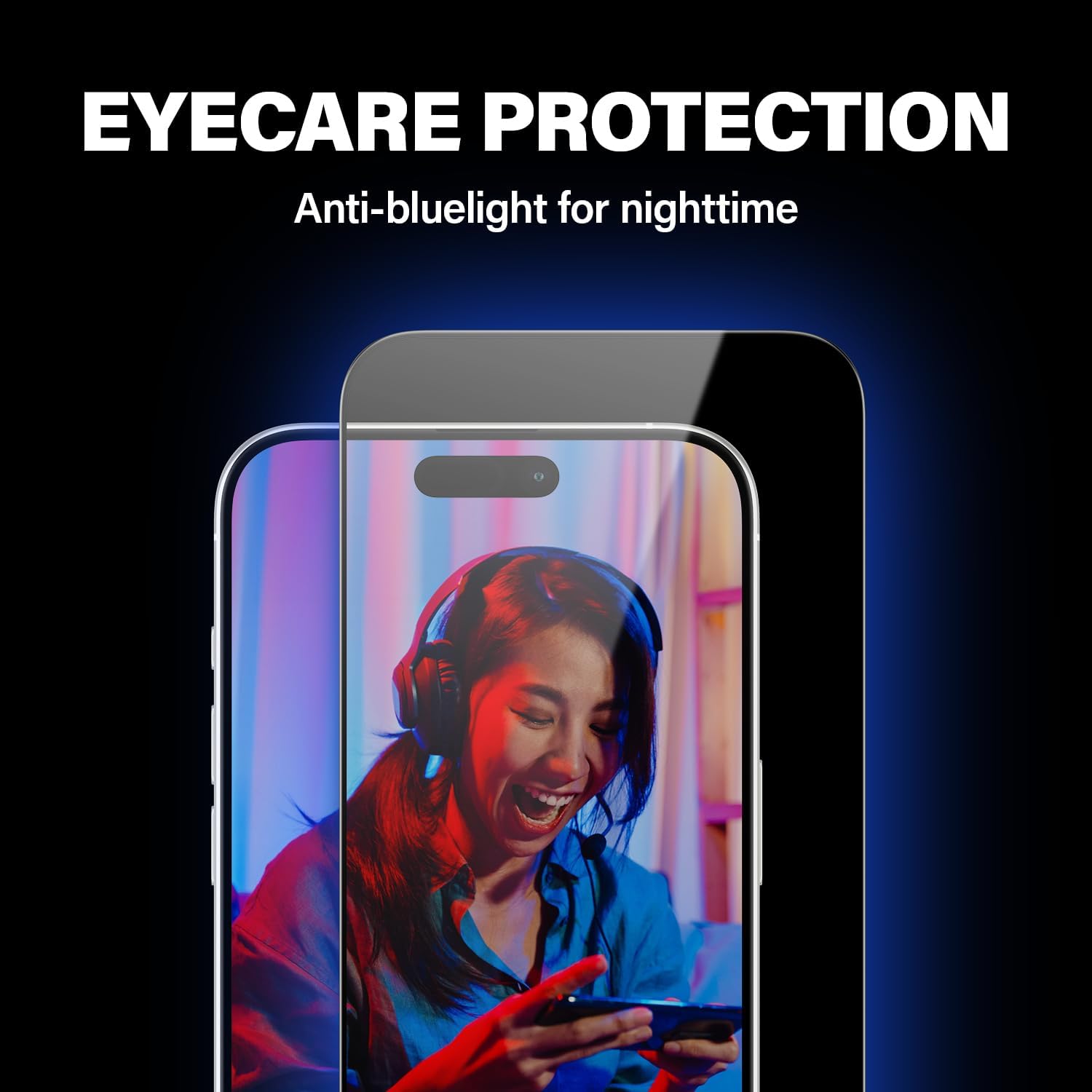 PanzerGlass iPhone 15 Pro - EyeCare Ultra - Wide Fit Anti - Blue Light Anti - reflective Easy Aligner Full Screen Αντιχαρακτικό Γυαλί Οθόνης - Black