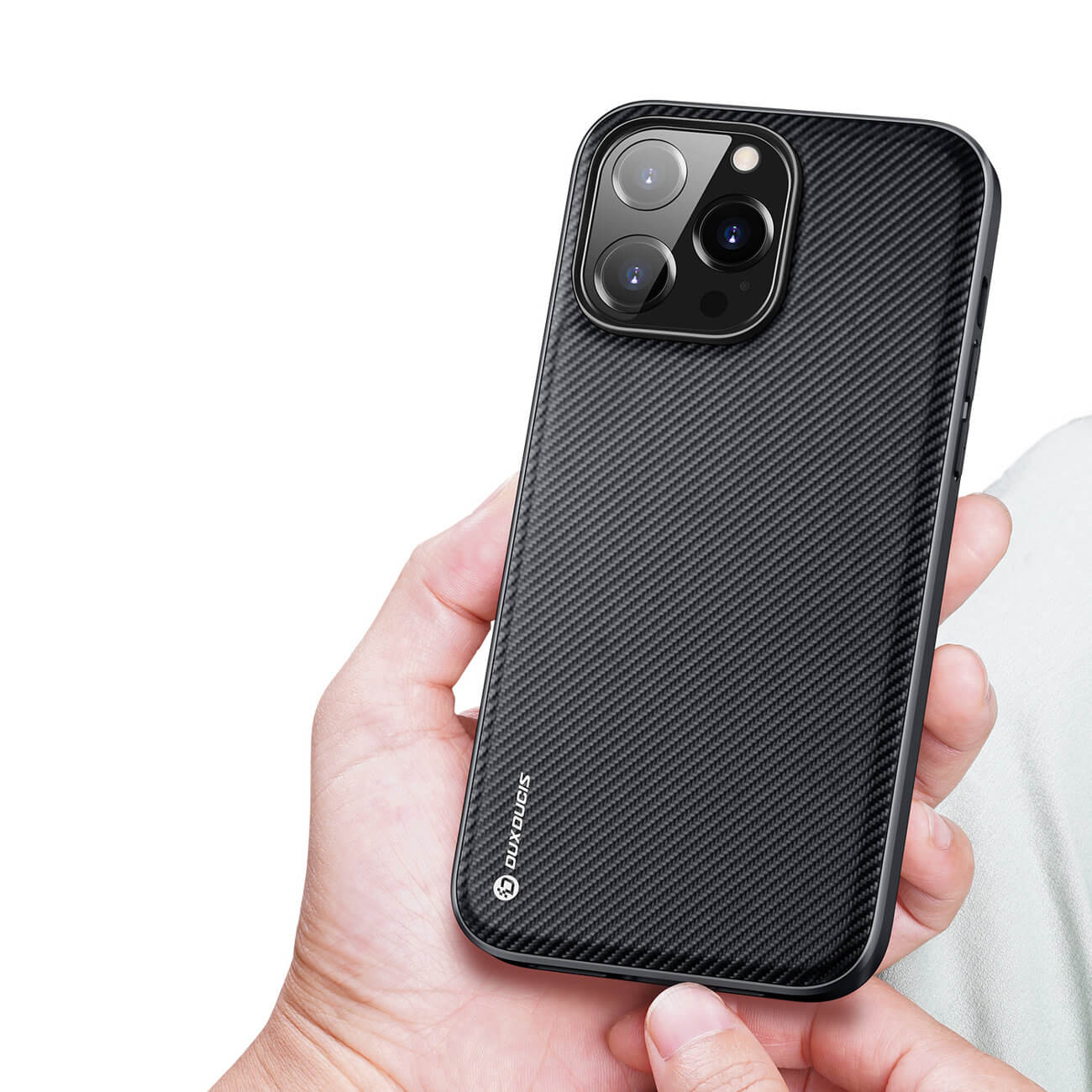 Dux Ducis iPhone 14 Pro Fino Series Σκληρή Θήκη με Πλαίσιο Σιλικόνης και Επένδυση από Ύφασμα - Black