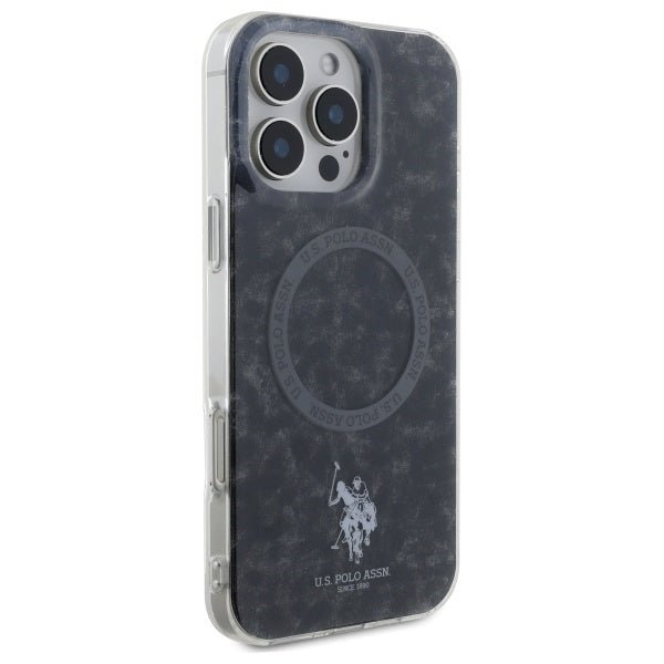 US Polo iPhone 16 Pro Max - IML Ring - MagSafe Σκληρή Θήκη με Πλαίσιο Σιλικόνης - Black - USHMP16XHOCLDPK