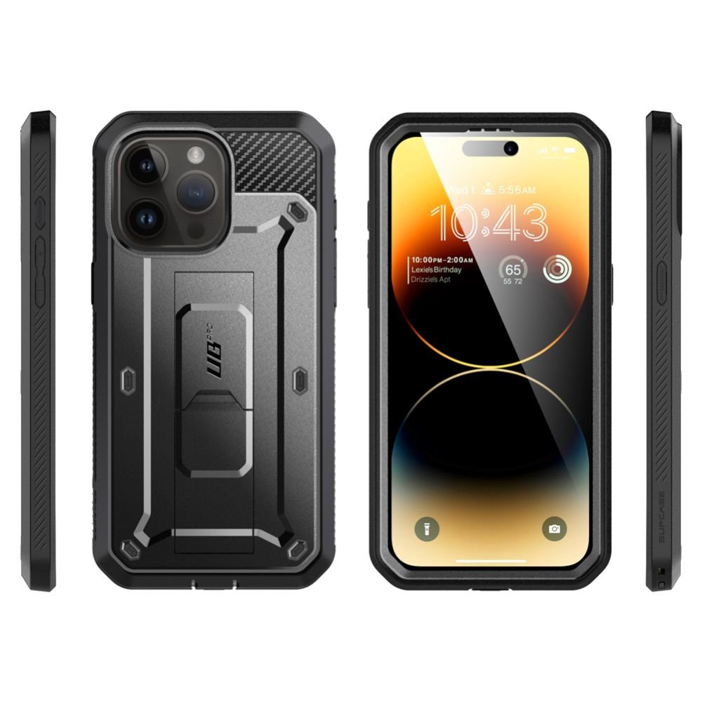 Supcase iPhone 15 Pro Unicorn Beetle Pro Σκληρή Θήκη με Προστασία Οθόνης και Stand - Black