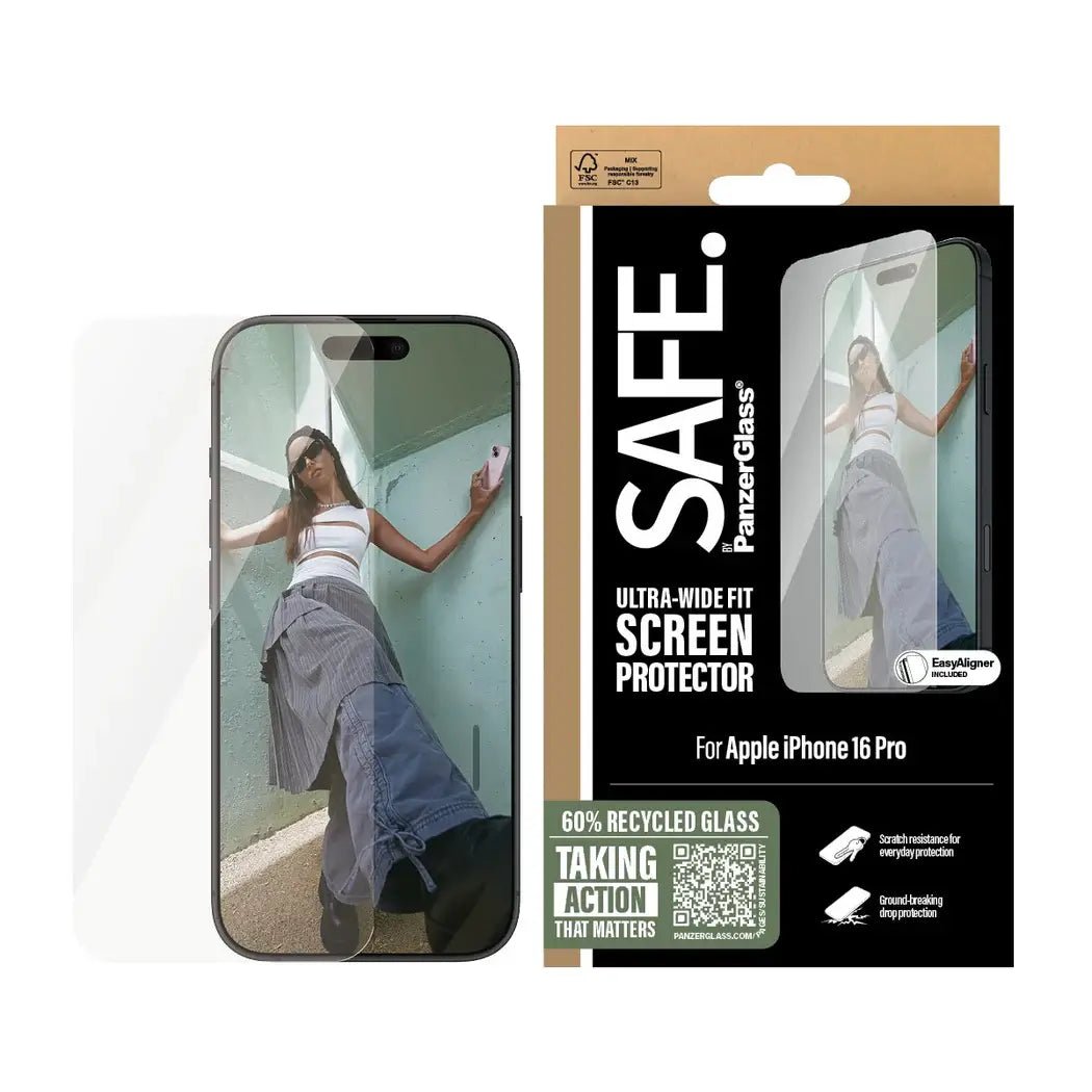 Safe by PanzerGlass iPhone 16 Pro Ultra - Wide Fit Case Friendly Full Screen Αντιχαρακτικό Γυαλί Οθόνης - Διάφανο - SAFE95876