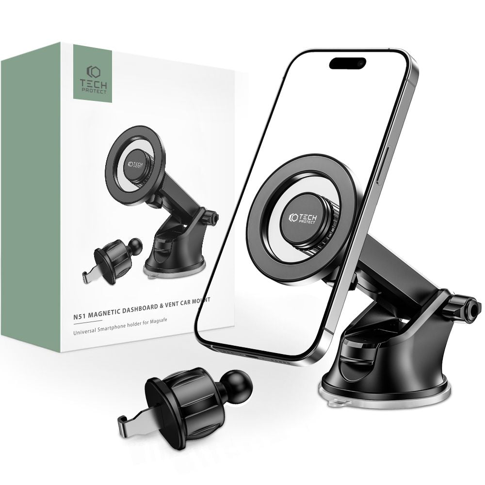 Tech - Protect N51 Μαγνητική MagSafe Βάση για το Ταμπλό και τον Αεραγωγό του Αυτοκινήτου - Black