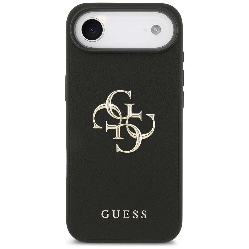 Guess iPhone Air - Grained Big 4G and Classic Logo - Σκληρή Θήκη με Επένδυση από Οικολογικό Δέρμα - Black - GUHCP17MPGT4MBK