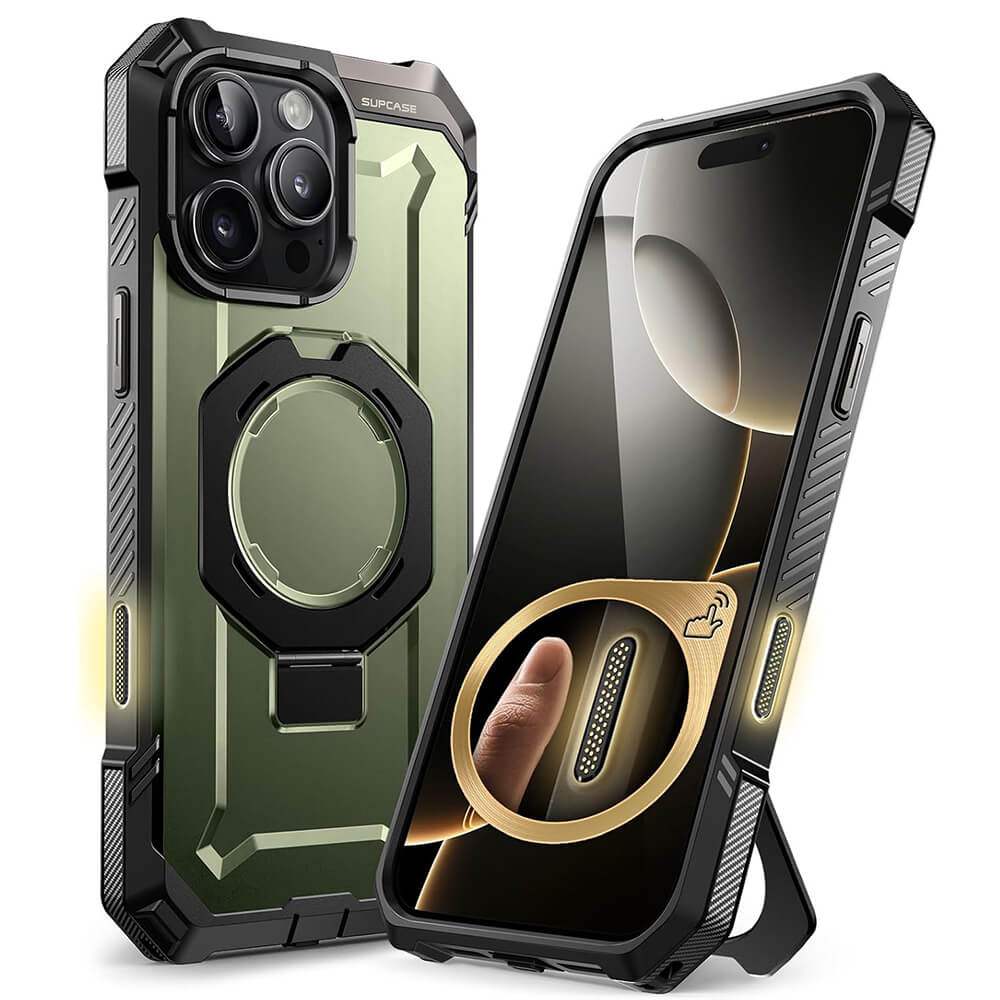 Supcase iPhone 16 Pro Unicorn Beetle Defender Σκληρή Θήκη με MagSafe και Stand - Dark Green