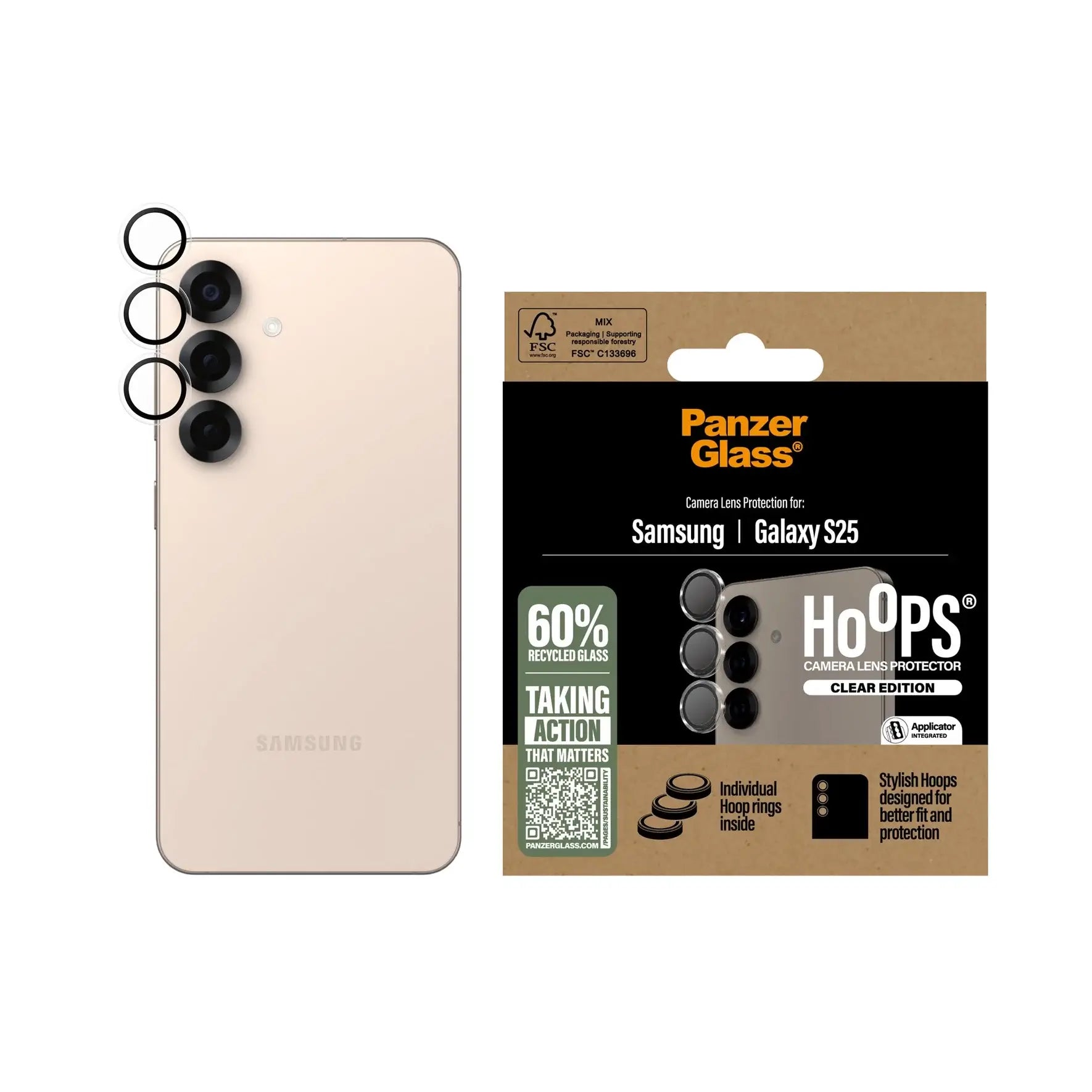 PanzerGlass Samsung Galaxy S25 Hoops Camera Lens Protector Αντιχαρακτικό Γυαλί για την Κάμερα - Διάφανο