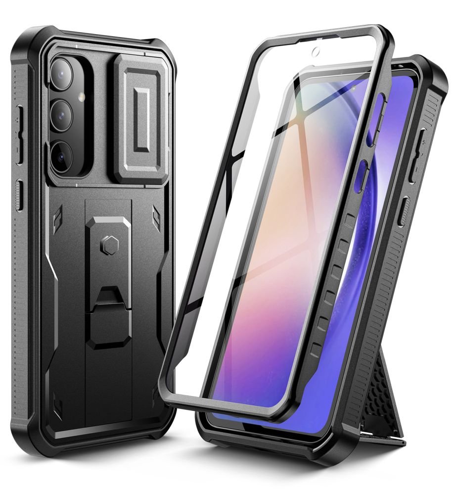 Tech - Protect Samsung Galaxy A55 5G Kevlar Cam+ Θήκη 360 Full Body με Προστασία για την Οθόνη και την Κάμερα και Stand - Black