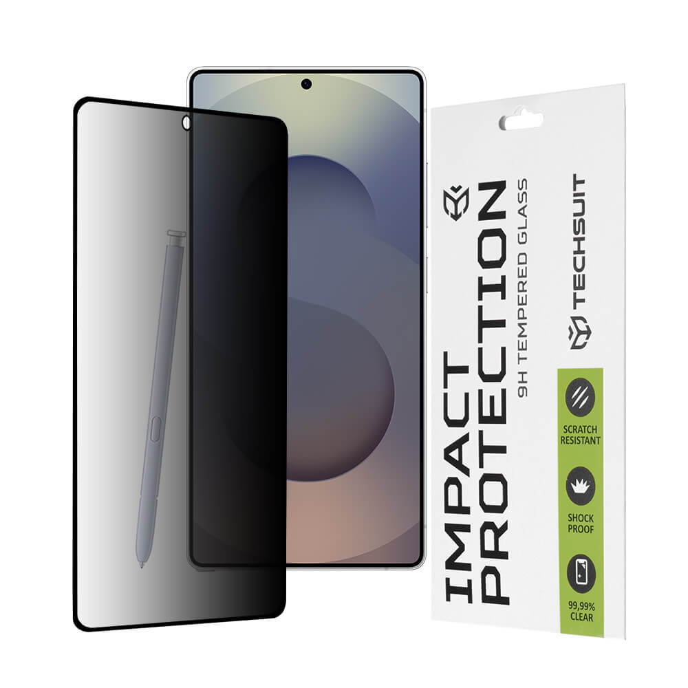 Techsuit Samsung Galaxy S25 Ultra 9H 111D Privacy 0.33mm Full Screen Full Glue Tempered Glass Αντιχαρακτικό Γυαλί Οθόνης - Black