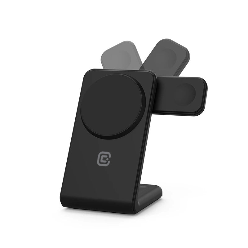 Crong MagSpot Pivot Stand 3 σε 1 Ασύρματος MagSafe Φορτιστής για iPhone - Apple Watch - AirPods - Black
