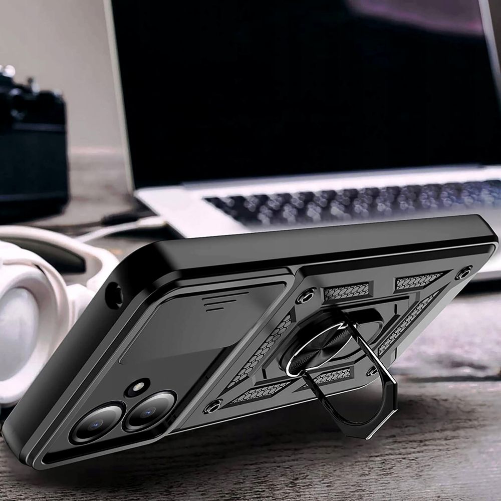 Tech - Protect Xiaomi Redmi 13C 5G Camshield Pro Σκληρή Θήκη με Πλαίσιο Σιλικόνης και Δαχτυλίδι Συγκράτησης - Black