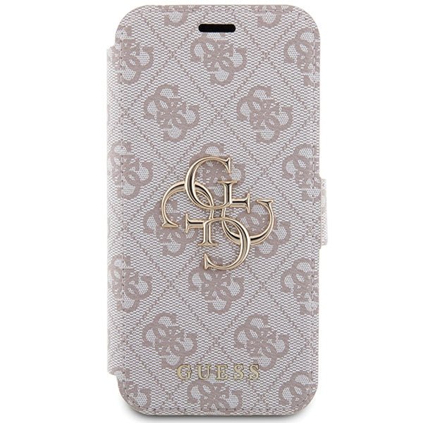 Guess iPhone 15 Pro Max 4G Big Metal Logo Θήκη Πορτοφόλι με Επένδυση Συνθετικού Δέρματος - Pink - GUBKP15X4GMGPI