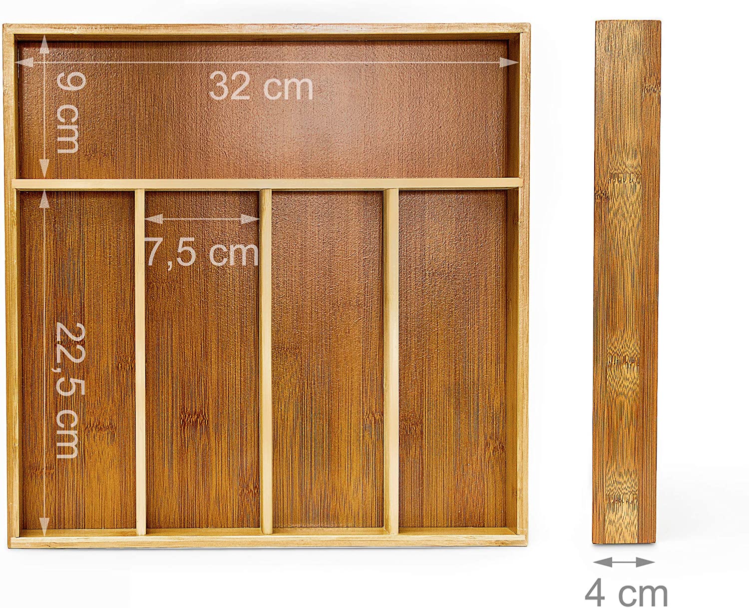 Relaxdays Ξύλινη Θήκη Συρταριού για Μαχαιροπίρουνα με 5 Διαμερίσματα - Brown - 4052025188870