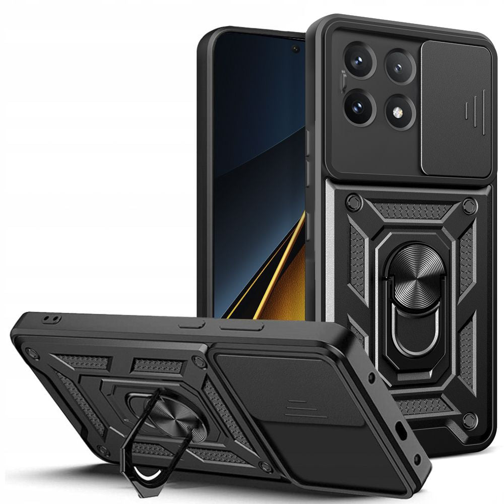 Tech - Protect Xiaomi Poco X6 Pro 5G Camshield Pro Σκληρή Θήκη με Πλαίσιο Σιλικόνης και Δαχτυλίδι Συγκράτησης - Black