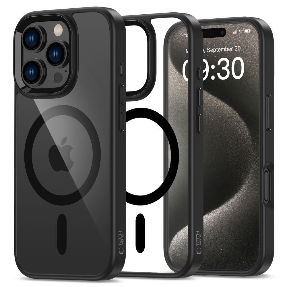 Tech - Protect iPhone 16 Pro MagMat Σκληρή Θήκη με Πλαίσιο Σιλικόνης και MagSafe - Black / Clear