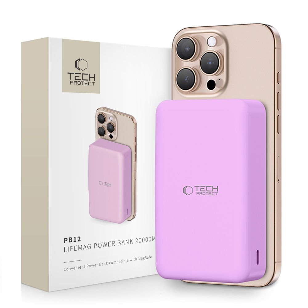 Tech - Protect PB12 Lifemag MagSafe PowerBank Μαγνητικό PowerBank Κινητού 20000 mAh - Lilac