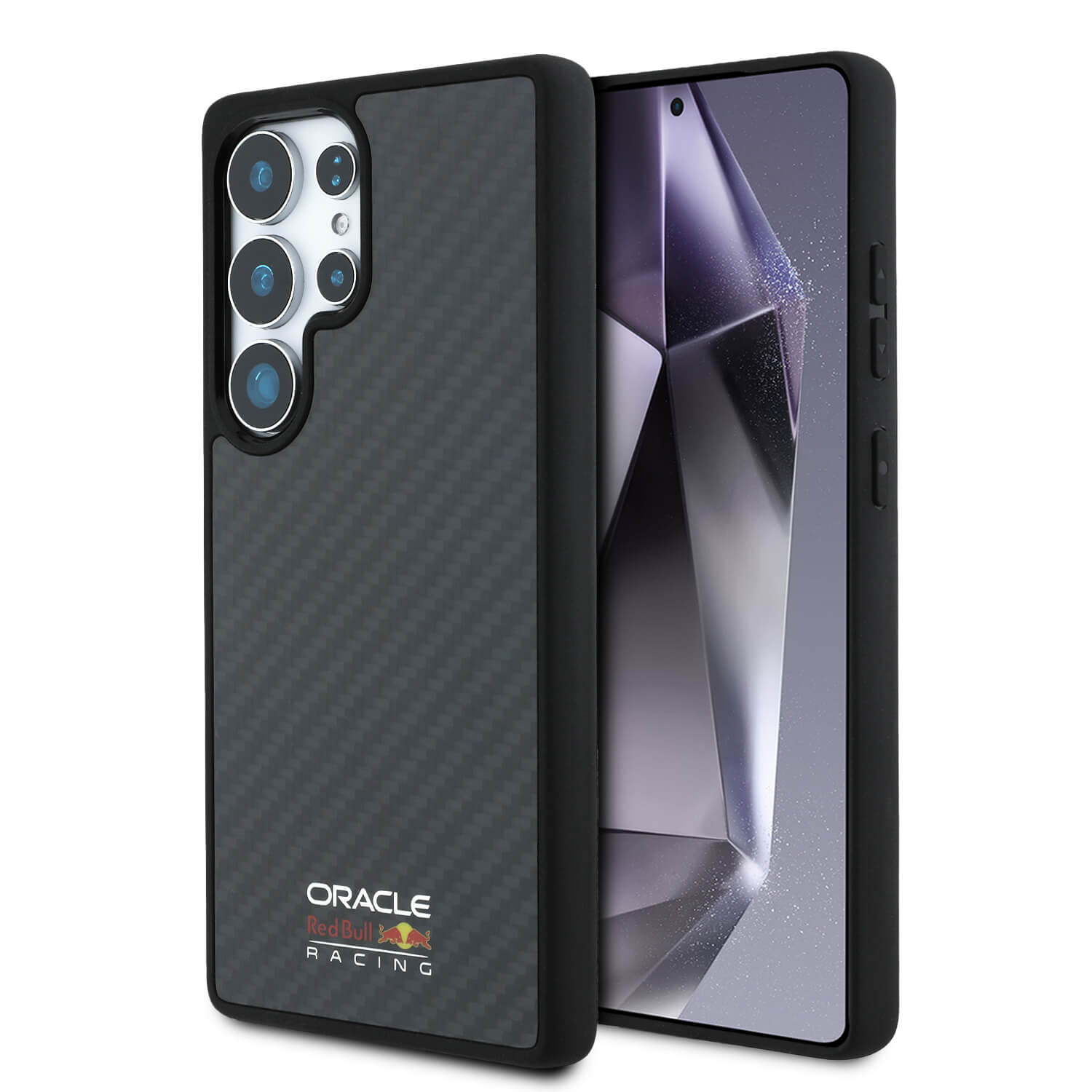 Red Bull Samsung Galaxy S25 Ultra - Real Carbon Fiber Shiny Logo - MagSafe Σκληρή Θήκη με Πλαίσιο Σιλικόνης - Black - RBHMS25L24CFILSK