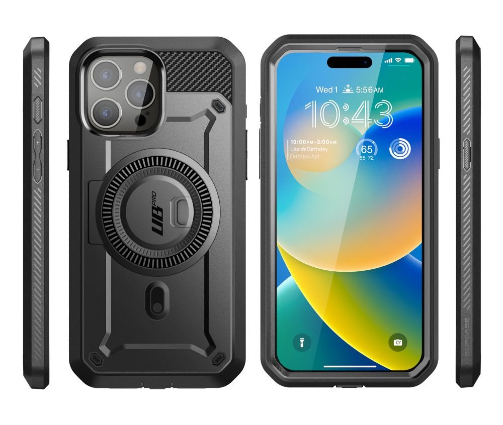 Supcase iPhone 15 Pro Max UB Pro Mag Σκληρή Θήκη με Προστασία Οθόνης και Stand με Magsafe - Black