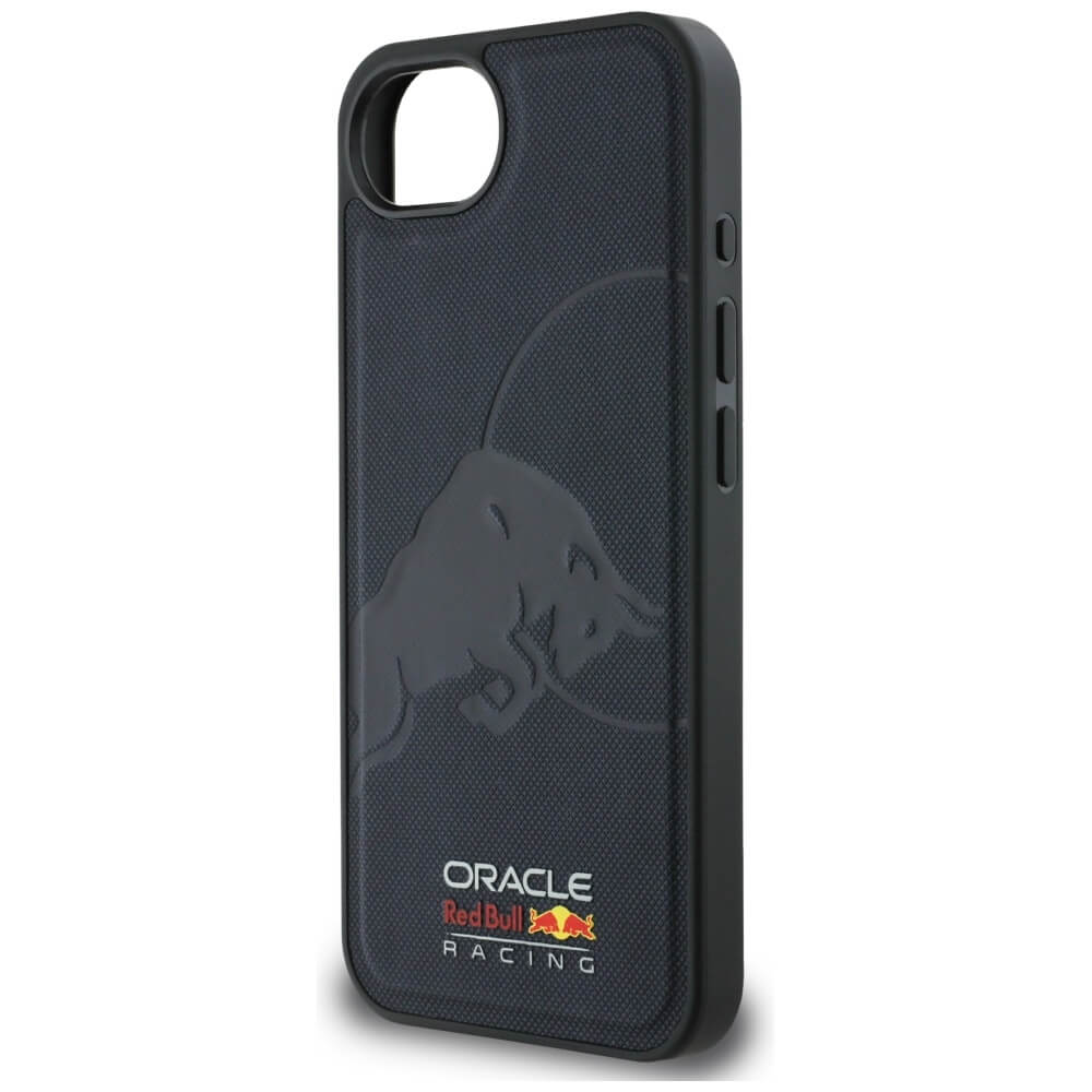 Red Bull iPhone 16e - Meshed Debossed Bull - MagSafe Σκληρή Θήκη με Επένδυση Συνθετικού Δέρματος και Πλαίσιο Σιλικόνης - Navy Blue - RBHMPSE424PUBUFV