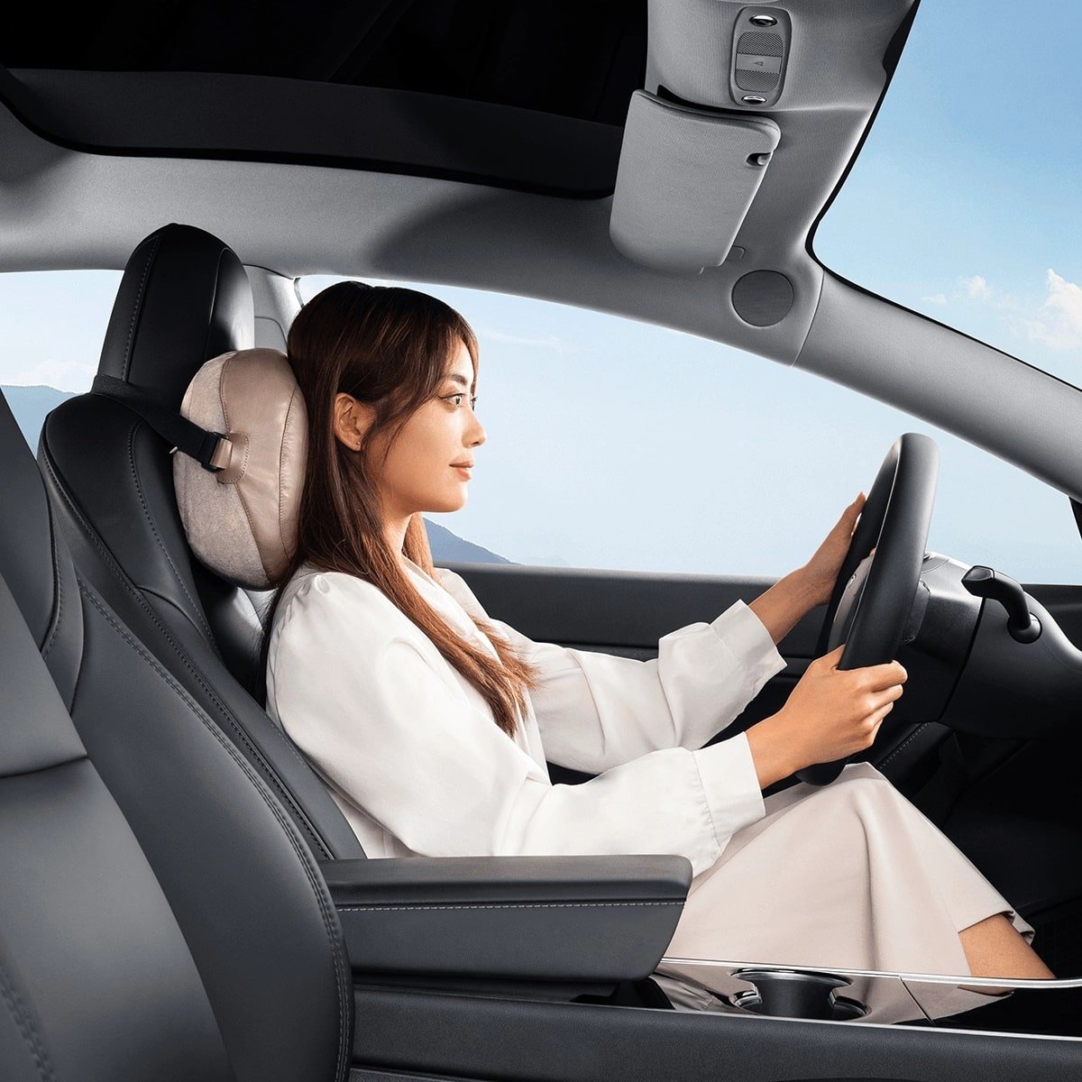Baseus ComfortRide Series - Μαξιλάρι Στήριξης Κεφαλιού για το Αυτοκίνητο - Beige - TZ - 01