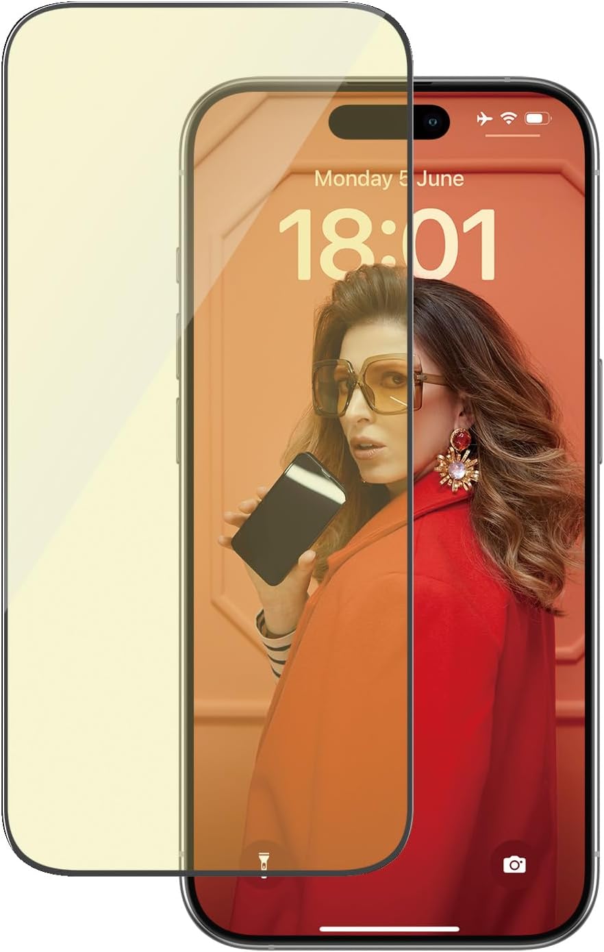 PanzerGlass iPhone 15 Pro - EyeCare Ultra - Wide Fit Anti - Blue Light Anti - reflective Easy Aligner Full Screen Αντιχαρακτικό Γυαλί Οθόνης - Black