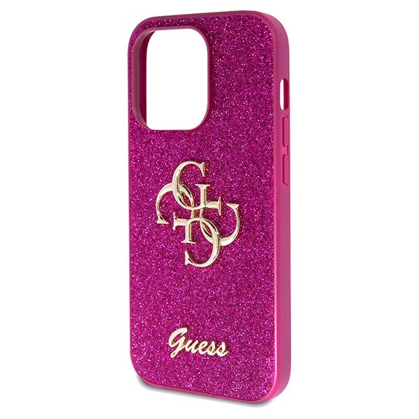 Guess iPhone 15 Pro Max Glitter Script Big 4G Σκληρή Θήκη με Πλαίσιο Σιλικόνης - Purple - GUHCP15XHG4SGU