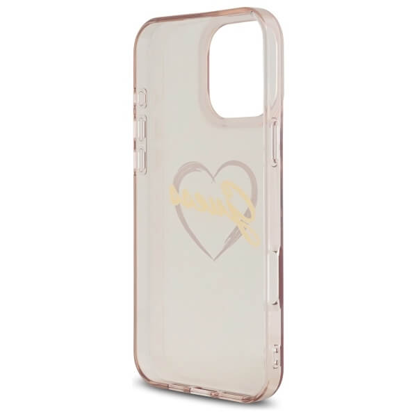 Guess iPhone 16 Pro Max - IML Heart - Σκληρή Θήκη με Πλαίσιο Σιλικόνης - Pink - GUHCP16XHCHGSPP