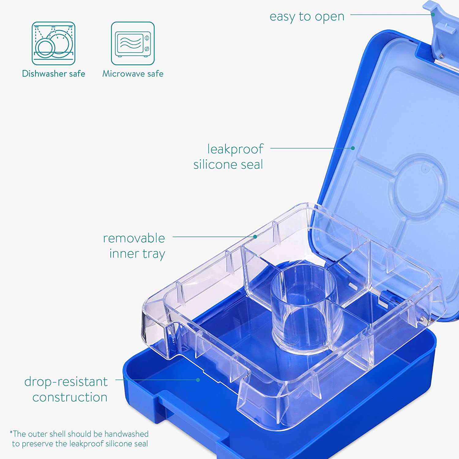 Navaris Bento Box for Kids Δοχείο Αποθήκευσης Τροφής για Παιδιά BPA Free - Blue - 49877.02.17