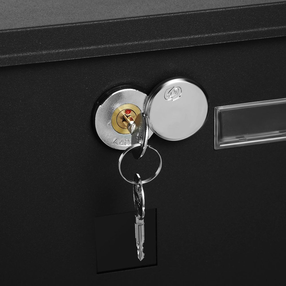 Songmics Επιτοίχιο Μεταλλικό Γραμματοκιβώτιο με Κλειδαριά - Black - GMB020B02