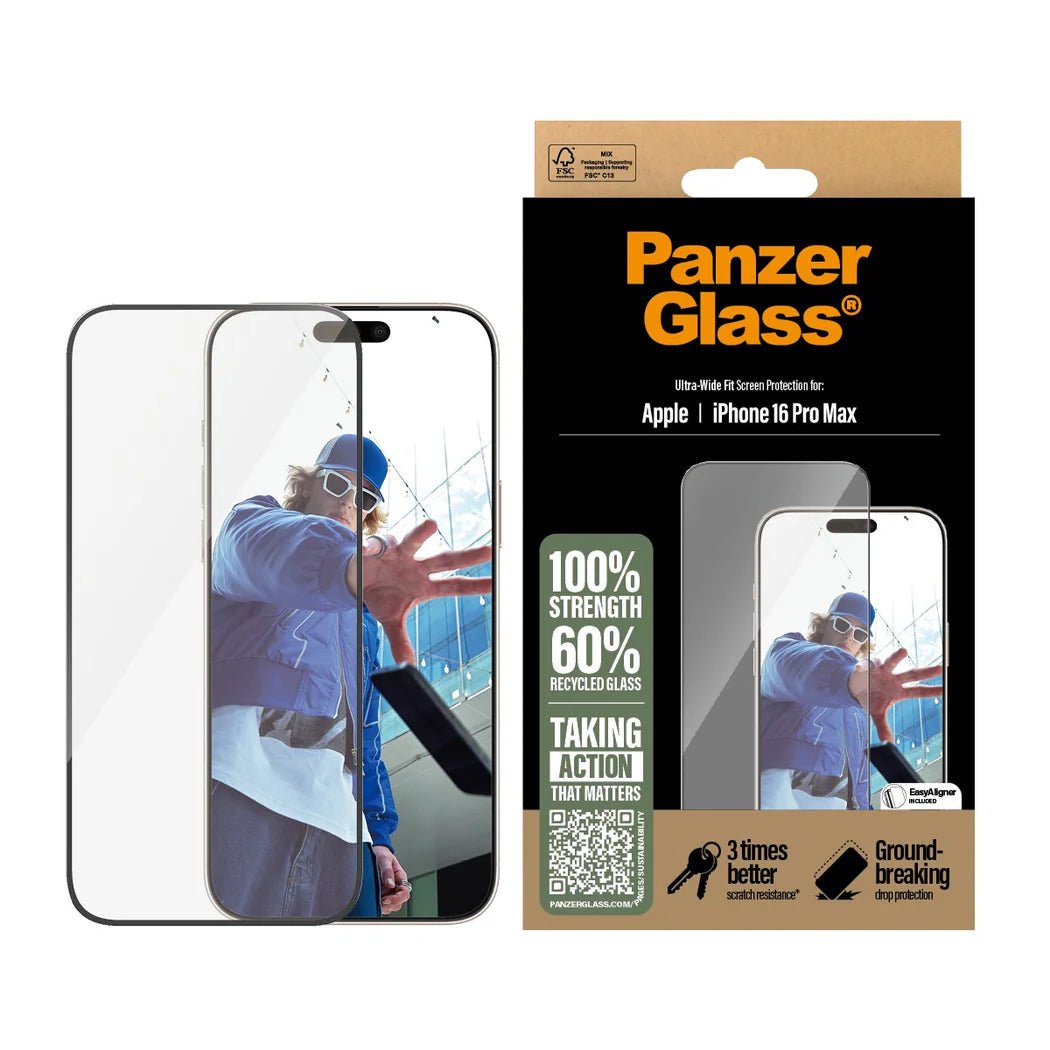 PanzerGlass iPhone 16 Pro Max - Ultra - Wide Fit Αντιχαρακτικό Γυαλί Οθόνης με Κιτ Τοποθέτησης - Black