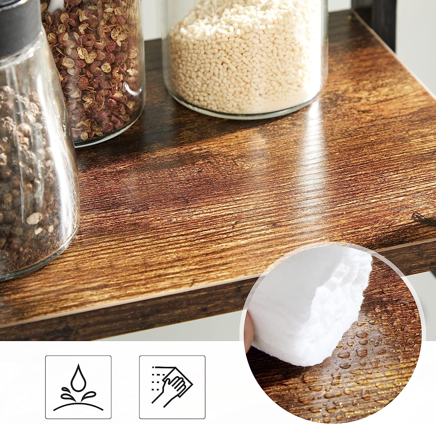 Songmics Ράφι για τον Πάγκο 2 Επιπέδων - Black / Vintage Brown - OFS046B01