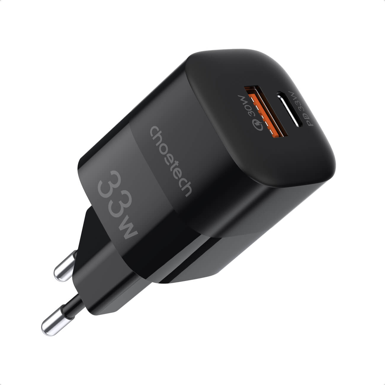 Choetech PD QC 33W Οικιακός Φορτιστής Γρήγορης Φόρτισης με 1 Θύρα Type - C και 1 Θύρα USB - Black - PD5006