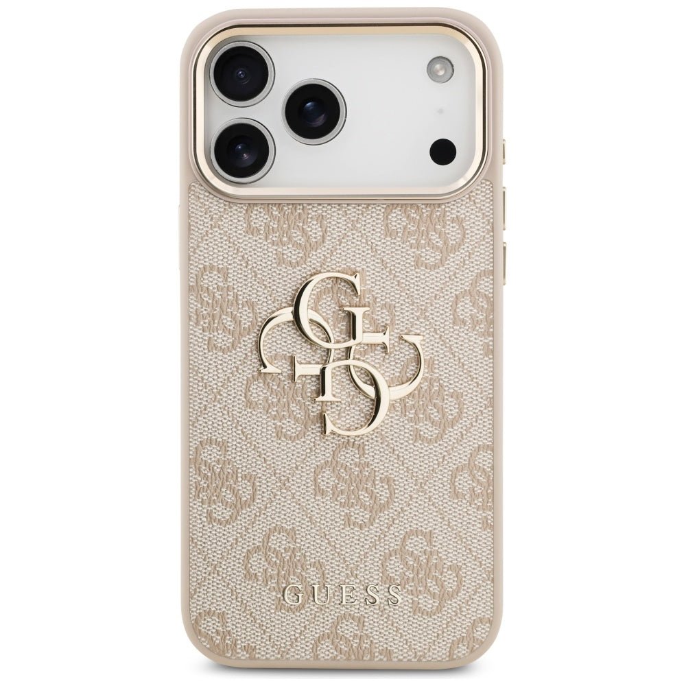 Guess iPhone 17 Pro Max - 4G Big 4G Classic Logo - Σκληρή Θήκη με Πλαίσιο Σιλικόνης και Επένδυση από Οικολογικό Δέρμα - Pink / Gold - GUHCP17X4GMGCPI