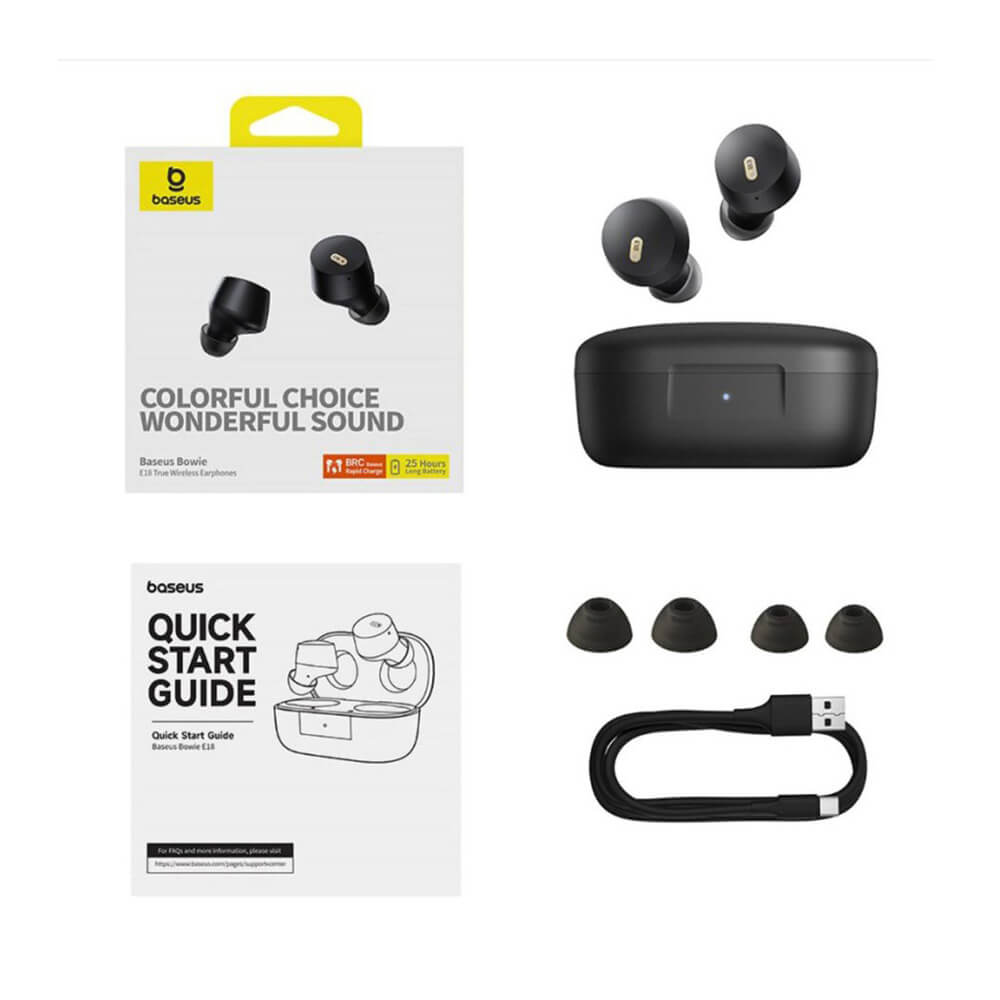 Baseus Bowie E18 - TWS Bluetooth 5.3 - Ασύρματα ακουστικά για Κλήσεις / Μουσική - Black
