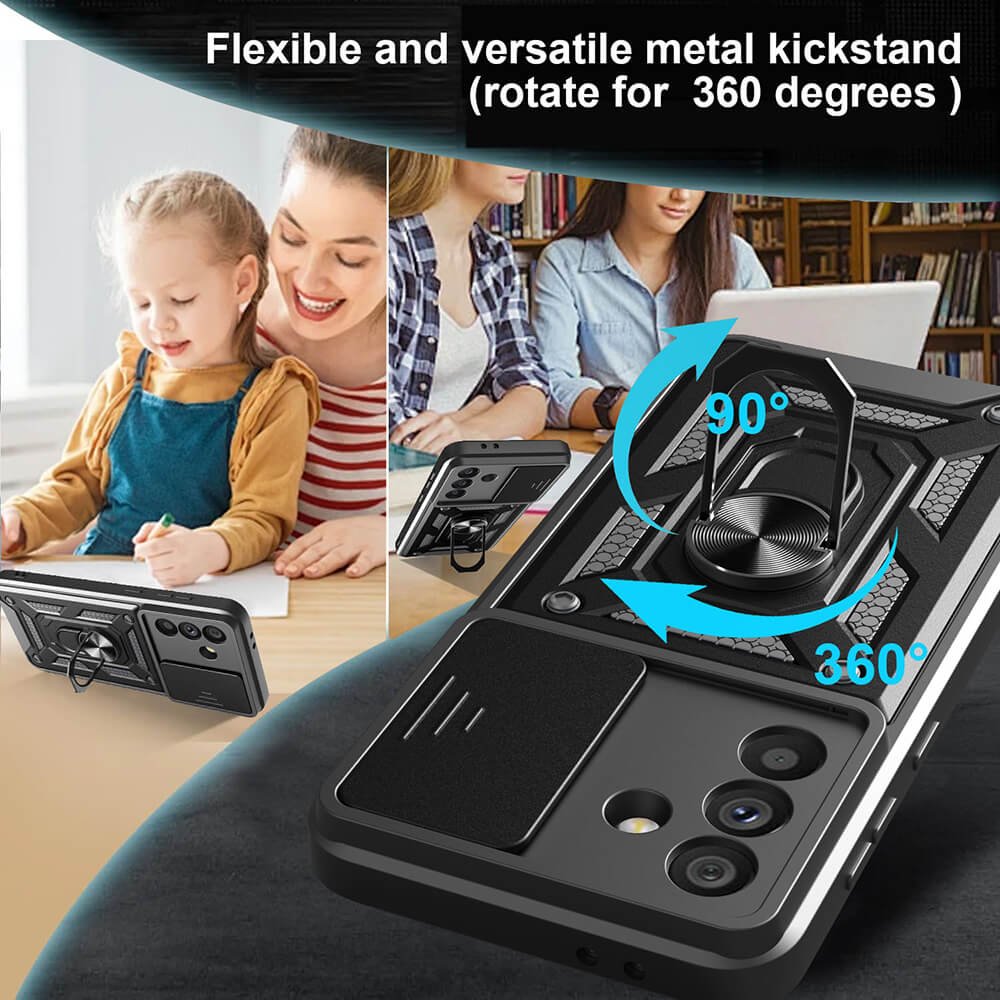 Techsuit Samsung Galaxy A26 5G - CamShield - Σκληρή Θήκη με Προστασία Καμερών και Δαχτυλίδι Συγκράτησης - Black