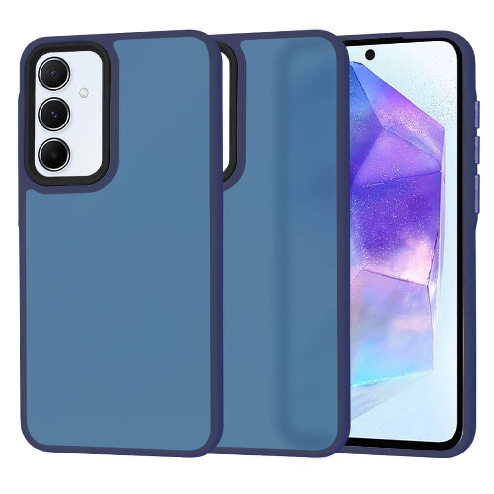 Techsuit Samsung Galaxy A55 5G - HaloFrost Series - Σκληρή Θήκη με Πλαίσιο Σιλικόνης - Deep Blue