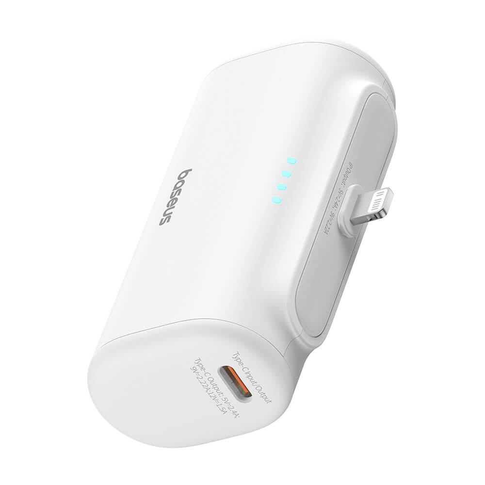 Baseus Compact Series Lightning - PowerBank 5000mAh 20W με Καλώδιο Type - C to Type - C - White - P10068307213 - 00
