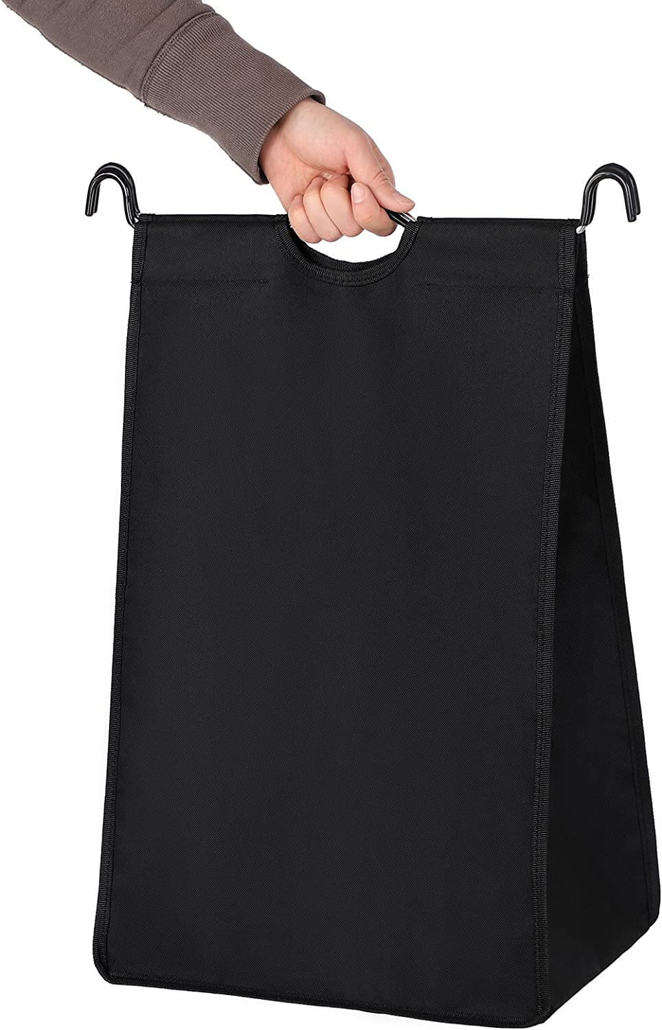 Songmics Υφασμάτινο Καλάθι Απλύτων με 3 Διαμερίσματα και Μεταλλικό Πλαίσιο - 132L - Black - LSF003B