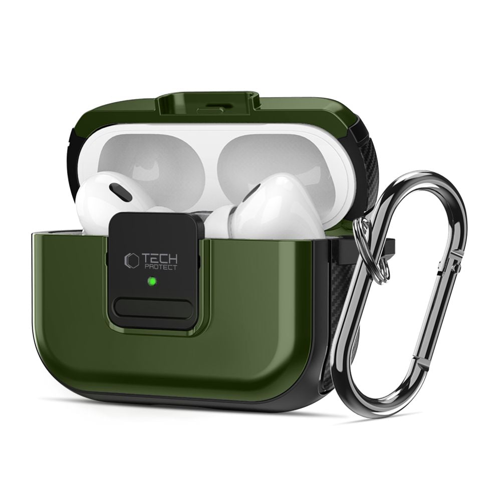Tech - Protect AirPods Pro 1 / 2 Θήκη από Σκληρό Πλαστικό και Σιλικόνη με MagSafe - Defender Hook - Olive Green