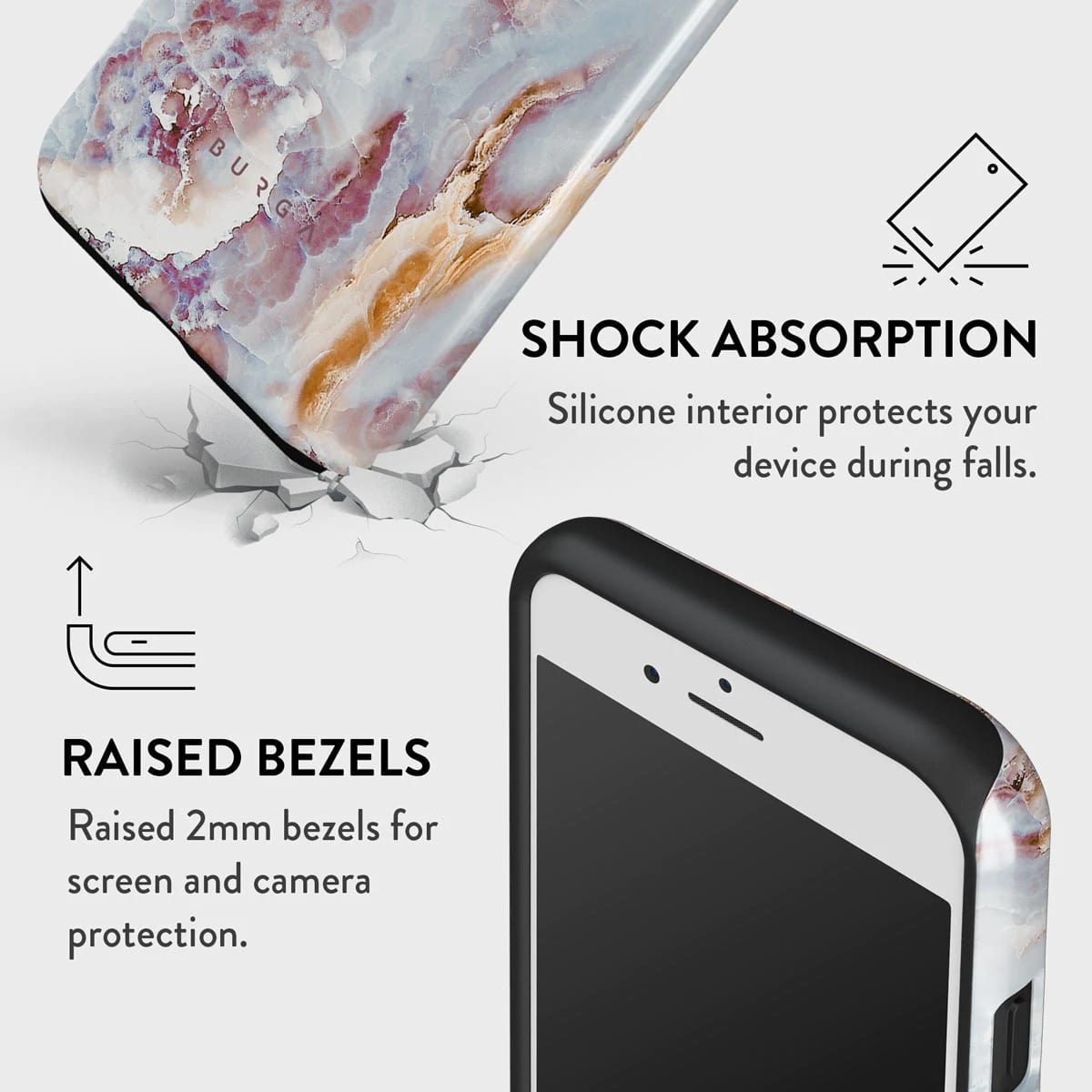 Burga iPhone SE 2022 / SE 2020 / 7 / 8 Fashion Tough Σκληρή Θήκη - Frozen Leaves