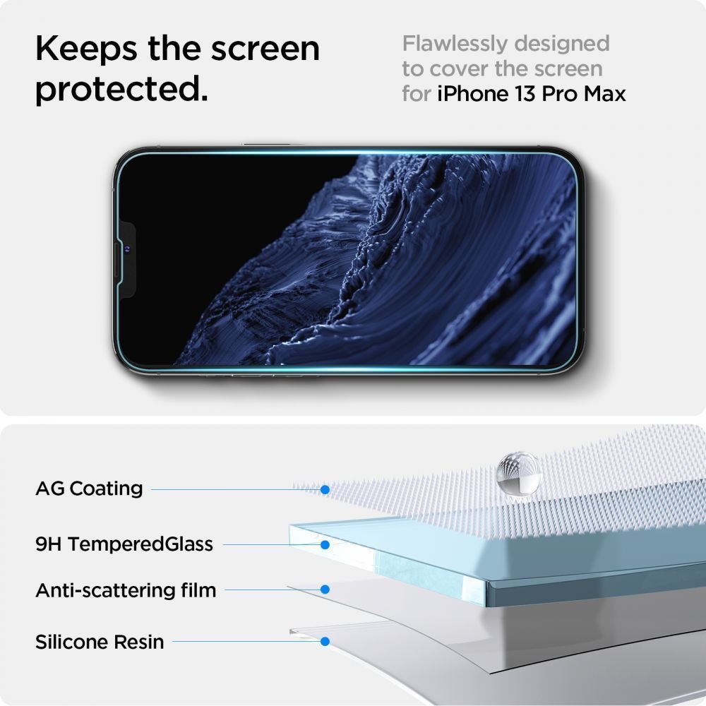 Spigen iPhone 13 / 13 Pro Glas.TR EZ Fit 0.2mm 2.5D 9H Tempered Glass Αντιχαρακτικό Γυαλί Οθόνης - Clear - AGL03724