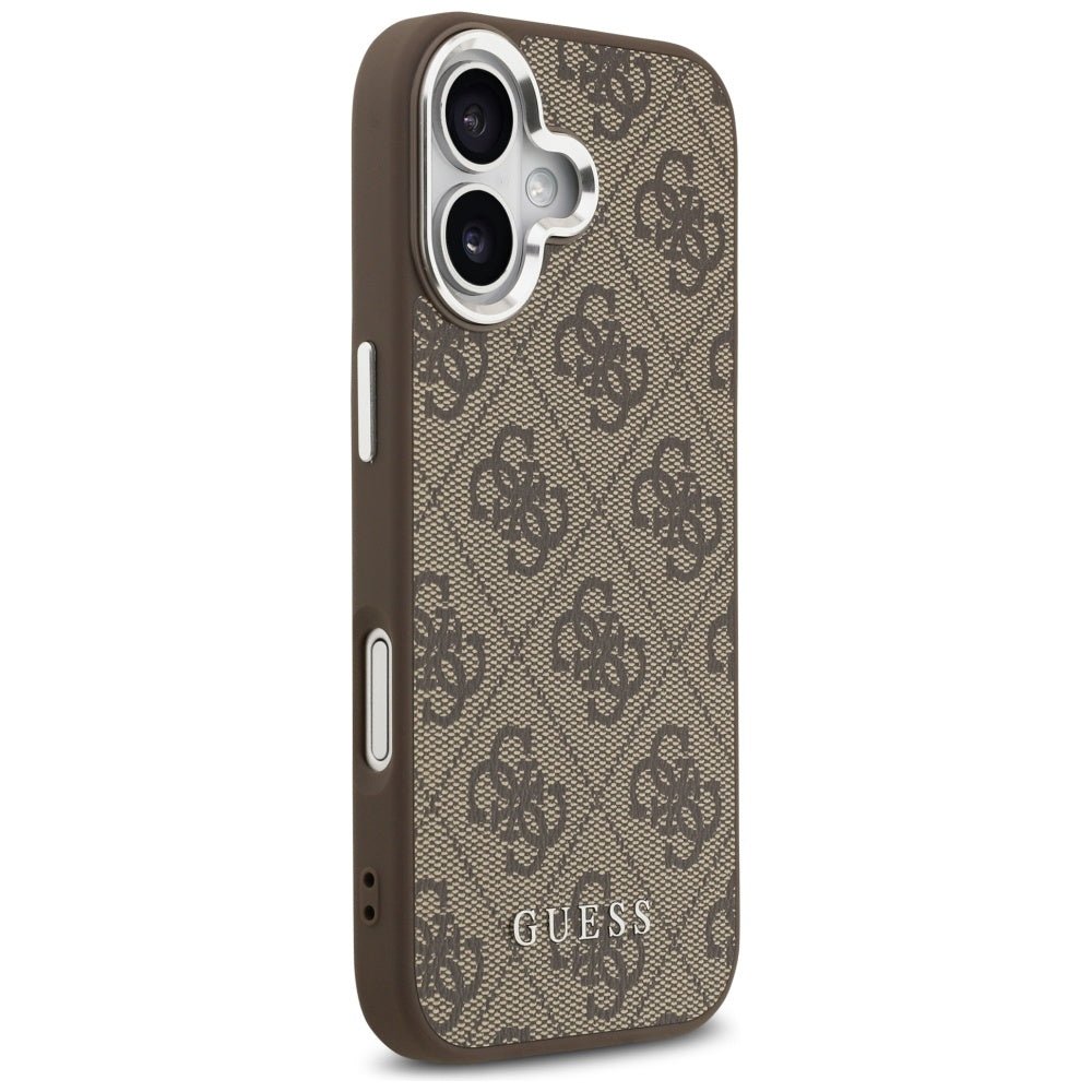 Guess iPhone 17 - 4G Classic Logo MagSafe - Σκληρή Θήκη με Πλαίσιο Σιλικόνης και Επένδυση Οικολογικού Δέρματος - Brown - GUHMP17SP4GSSMCW