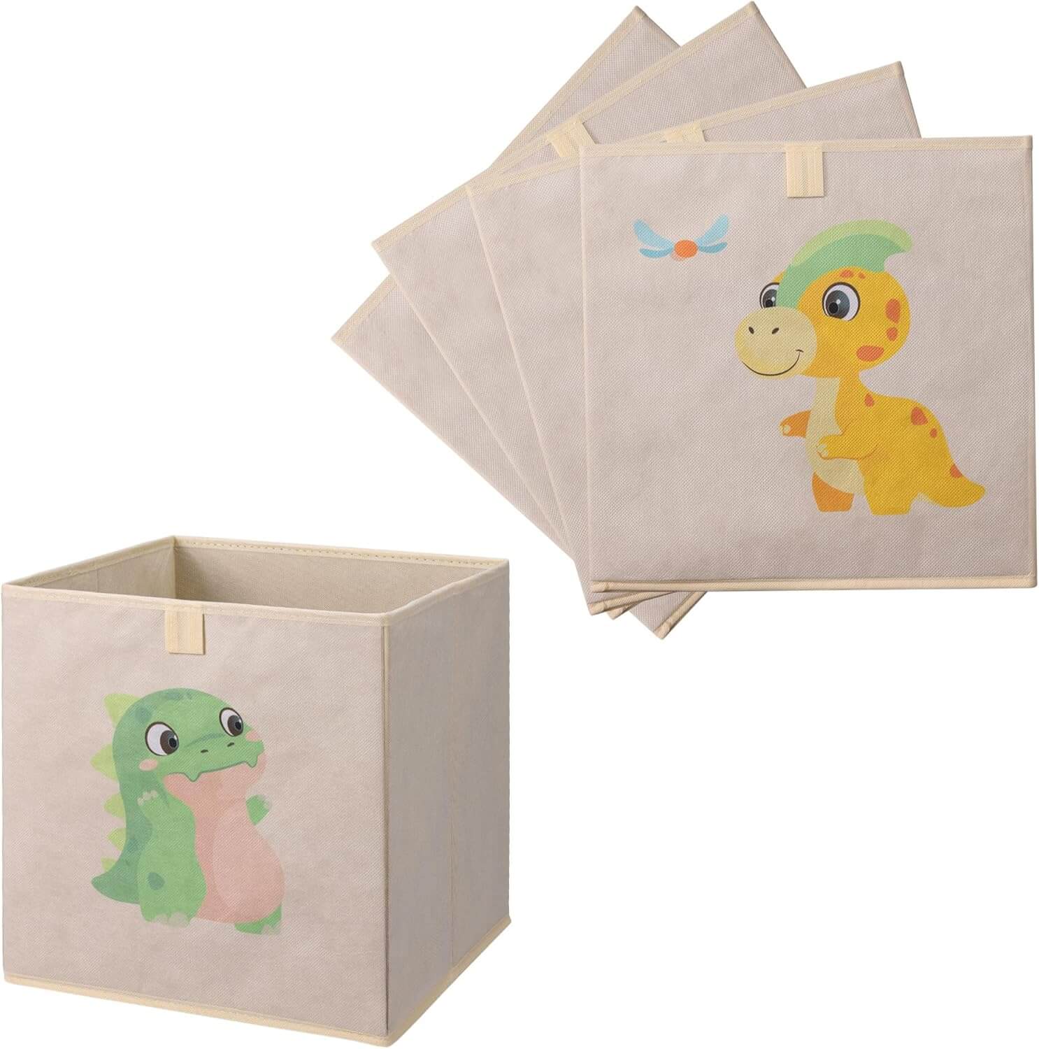Navaris Σετ με 4 Παιδικά Κουτιά Αποθήκευσης Παιχνιδιών - Design Dinosaur - Multicolor