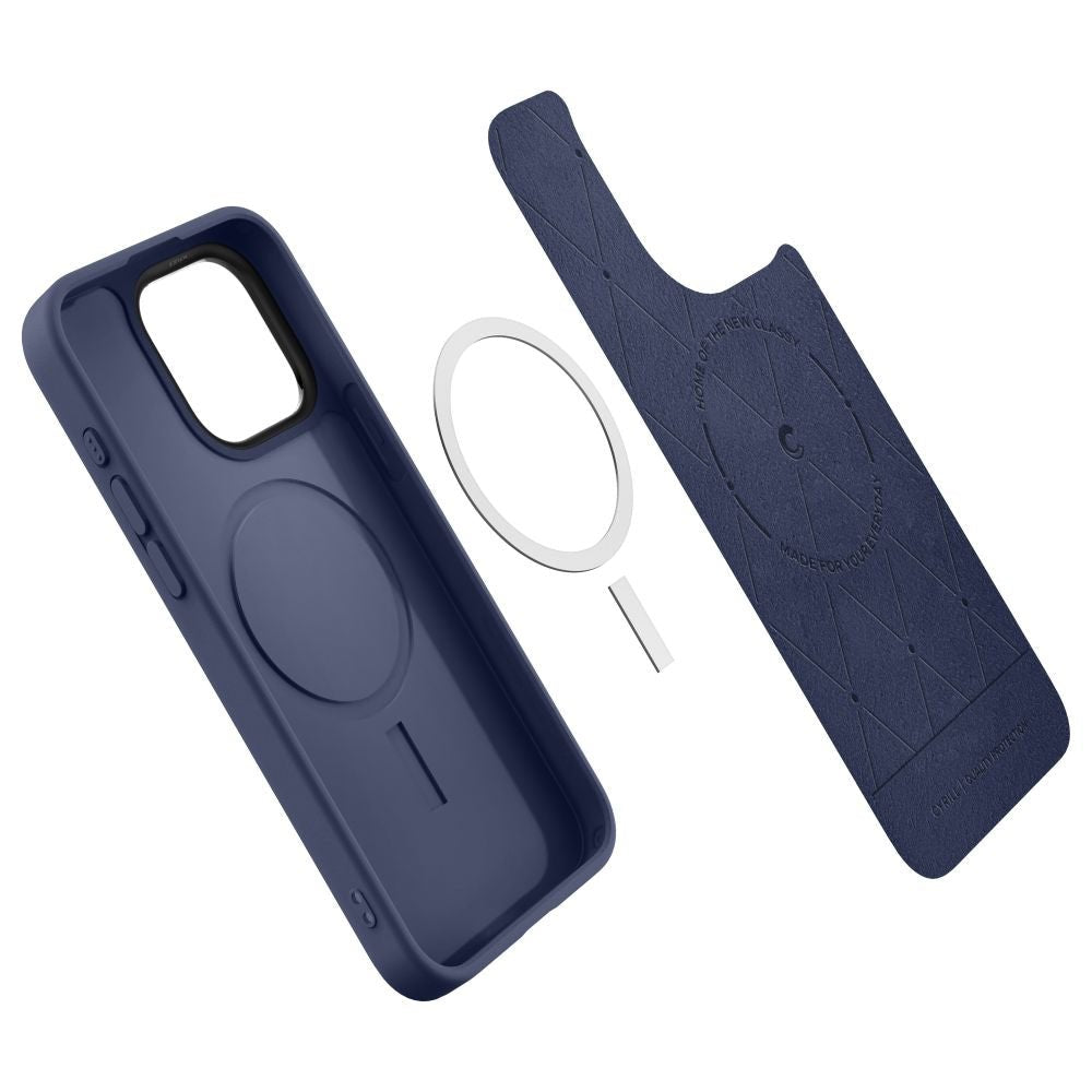 Spigen Cyrill iPhone 15 Pro Kajuk Mag Θήκη με Επένδυση Συνθετικού Δέρματος και MagSafe - Navy Blue