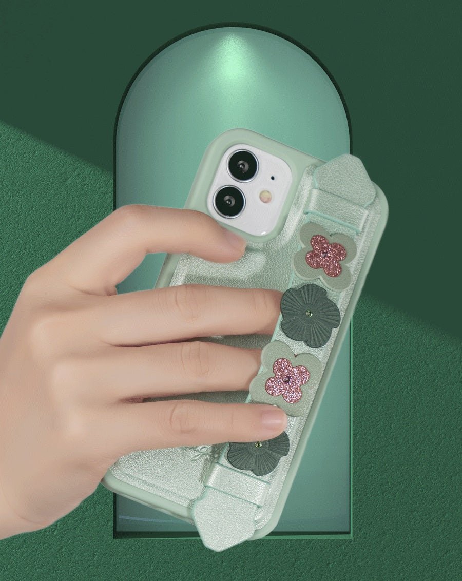 Kingxbar iPhone 12 Pro Max Refreshing Series Θήκη με Επένδυση Συνθετικού Δέρματος και Swarovski Crystals - Green