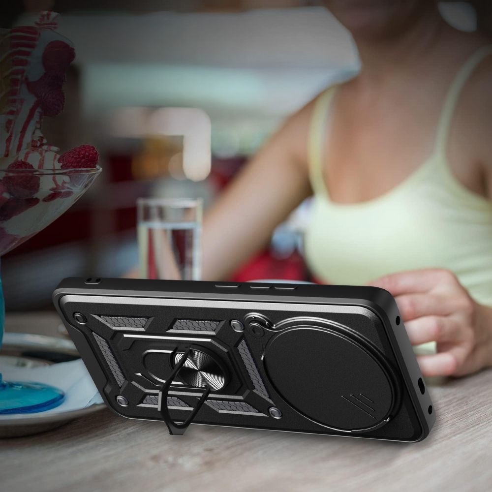 Tech - Protect Xiaomi Redmi Note 14 Pro 5G / Poco X7 Camshield Pro Σκληρή Θήκη με Πλαίσιο Σιλικόνης και Δαχτυλίδι Συγκράτησης - Black