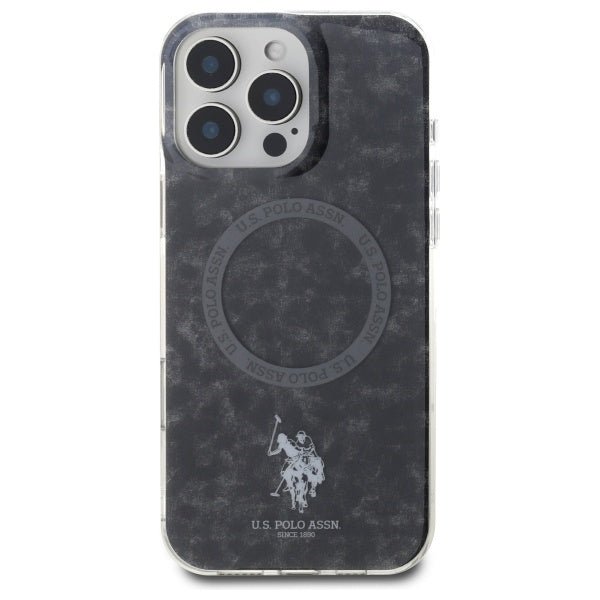 US Polo iPhone 16 Pro Max - IML Ring - MagSafe Σκληρή Θήκη με Πλαίσιο Σιλικόνης - Black - USHMP16XHOCLDPK