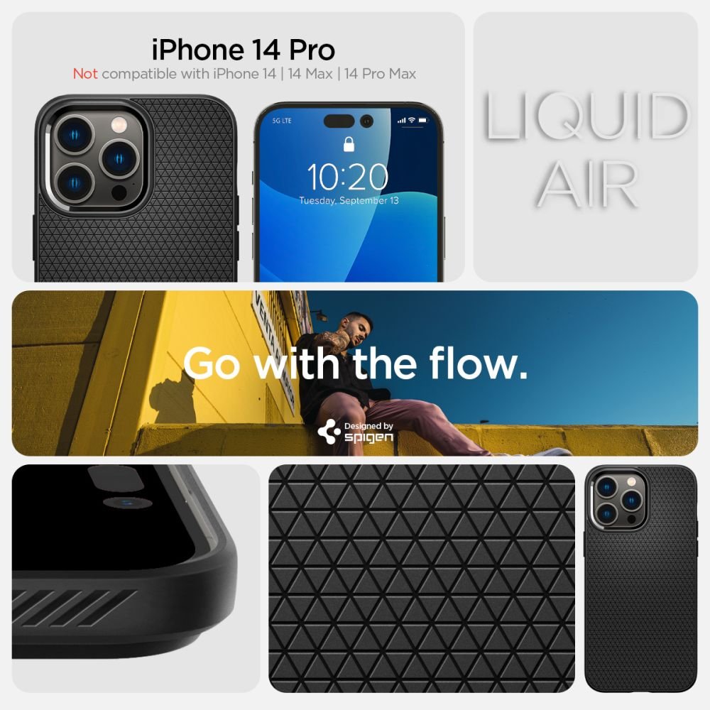 Spigen iPhone 14 Pro Liquid Air Θήκη Σιλικόνης - Matte Black