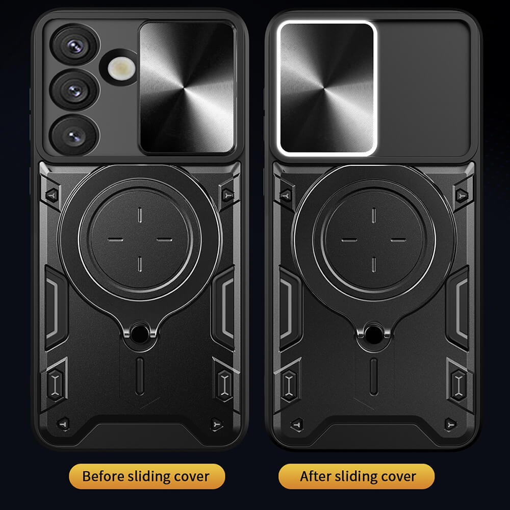 Techsuit Samsung Galaxy S25 Edge - CamGuard Pro - Σκληρή Θήκη με Προστασία Καμερών και Δαχτυλίδι Συγκράτησης - Black