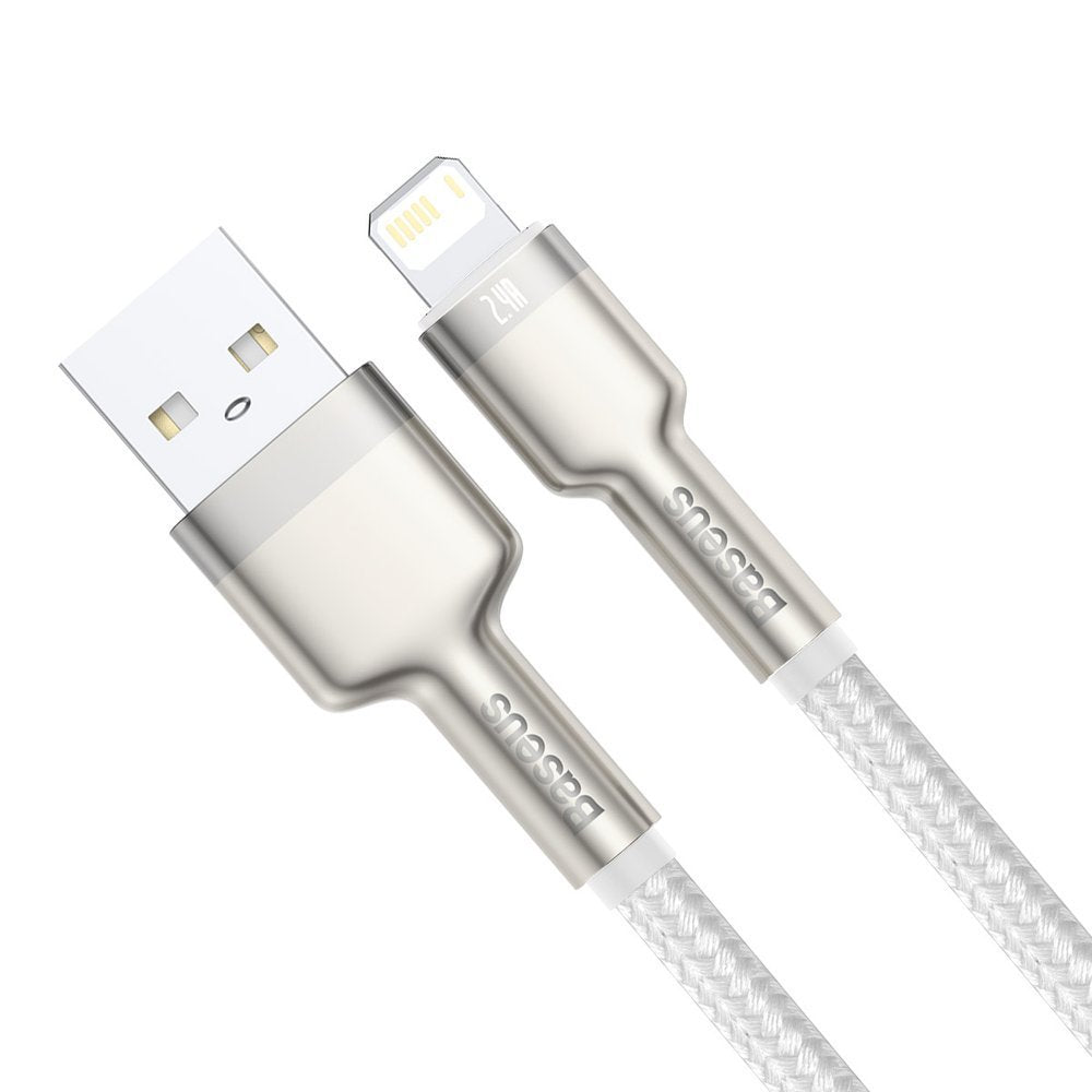 Baseus Cafule Metal Cable Lightning 2.4A - Καλώδιο Δεδομένων και Φόρτισης Lightning 2M - White - CALJK - B02